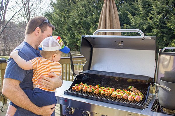 These Grilled Pork Kabobs are served over pasta for a fun and tasty summer meal!