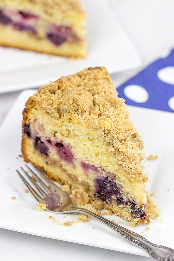 This Mixed Berry Coffee Cake is loaded with blueberries and raspberries for a tasty morning (or night) treat!