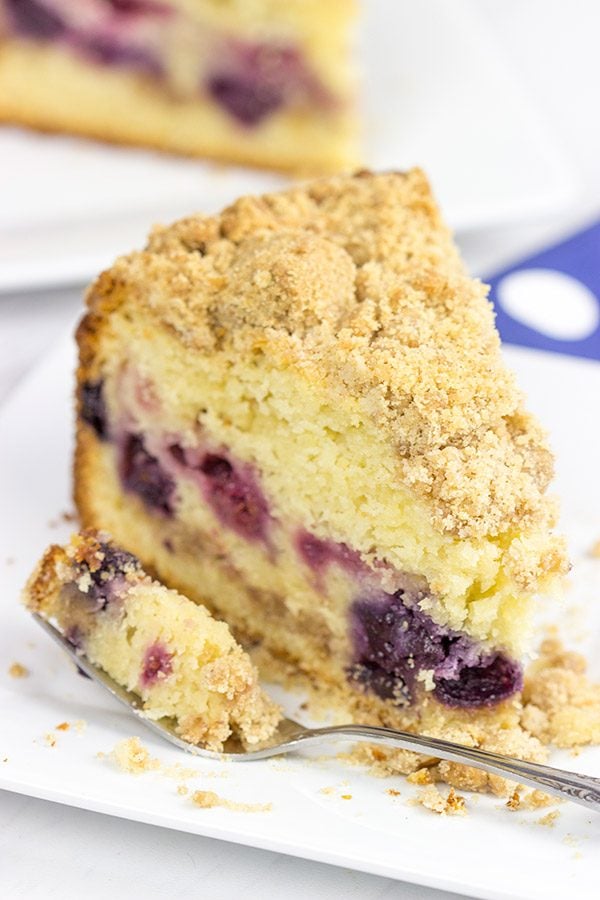 This Mixed Berry Coffee Cake is loaded with blueberries and raspberries for a tasty morning (or night) treat!