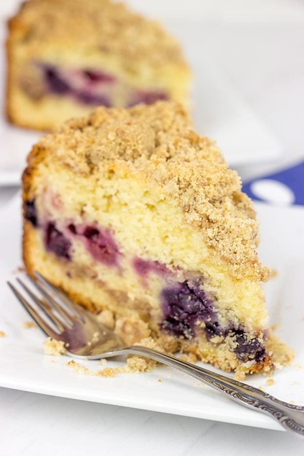This Mixed Berry Coffee Cake is loaded with blueberries and raspberries for a tasty morning (or night) treat!