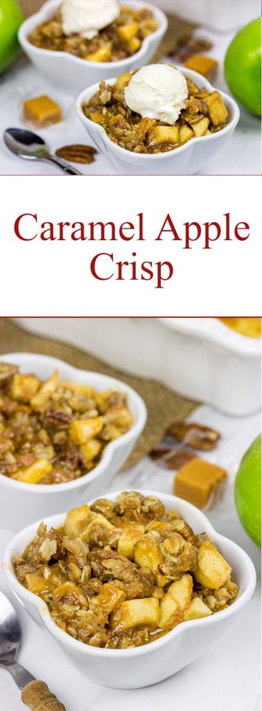 This Caramel Apple Crisp tastes like Autumn in a bowl!