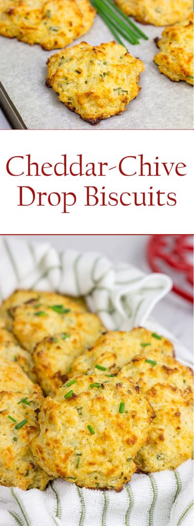 Grab some sharp cheddar and make up a quick batch of these Cheddar Chive Drop Biscuits for dinner tonight!