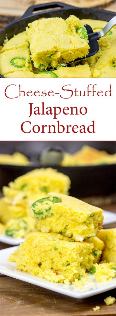 Welcome in the cooler weather with a batch of this Cheese Stuffed Jalapeno Cornbread!