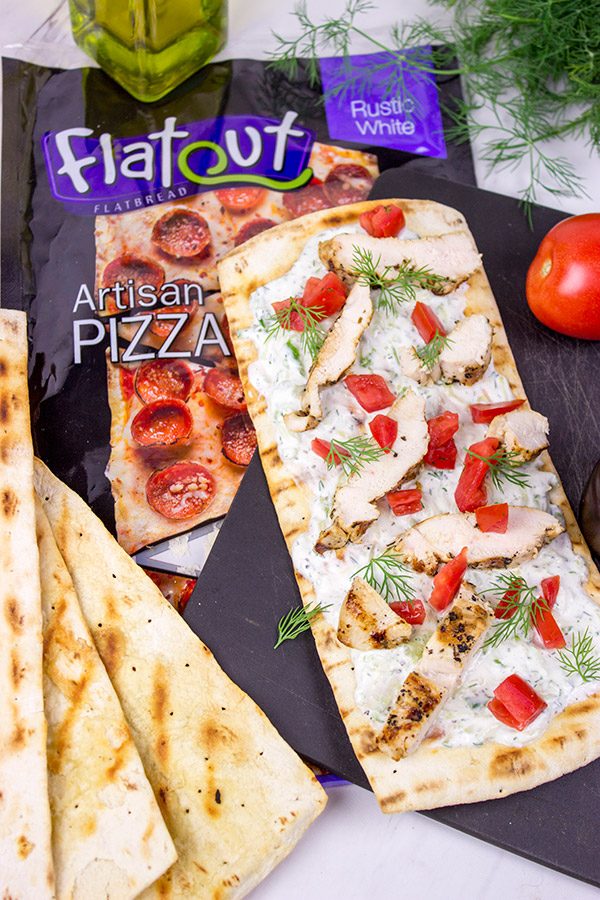 These Grilled Chicken Souvlaki Flatbreads are great for summer appetizers or a light dinner on the back porch!