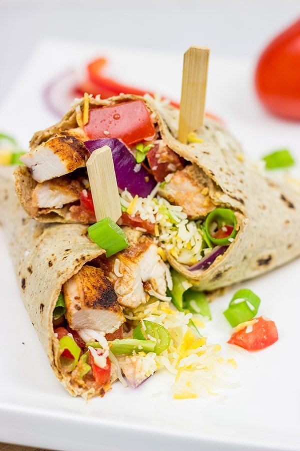 Wrap it up! These Grilled Chicken Taco Wraps are a healthy, flavor-packed lunch idea!