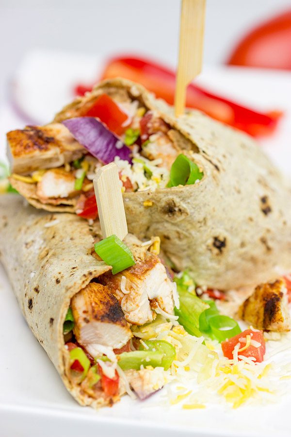 Wrap it up! These Grilled Chicken Taco Wraps are a healthy, flavor-packed lunch idea!