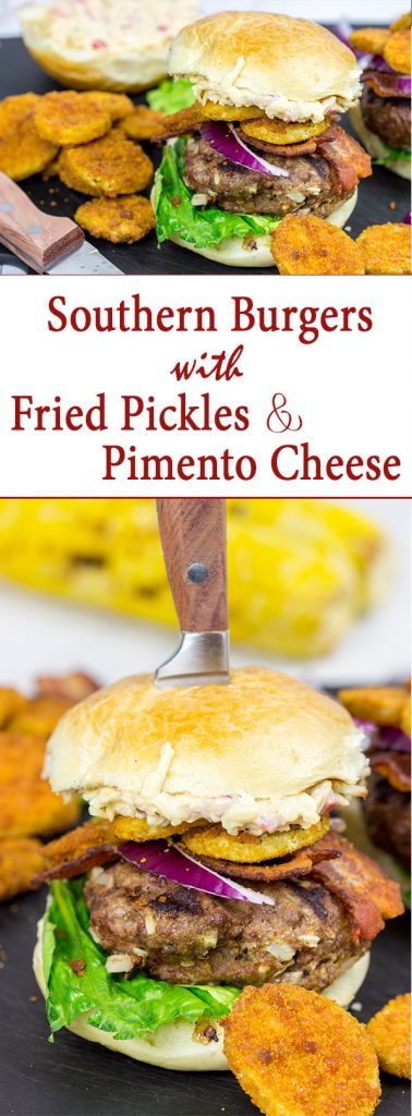 This Southern Burger features both pimento cheese and fried pickles, and it's one delicious way to celebrate summer!