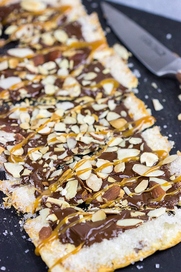 This Chocolate Almond Flatbread is a fun way to end the night on a sweet note!