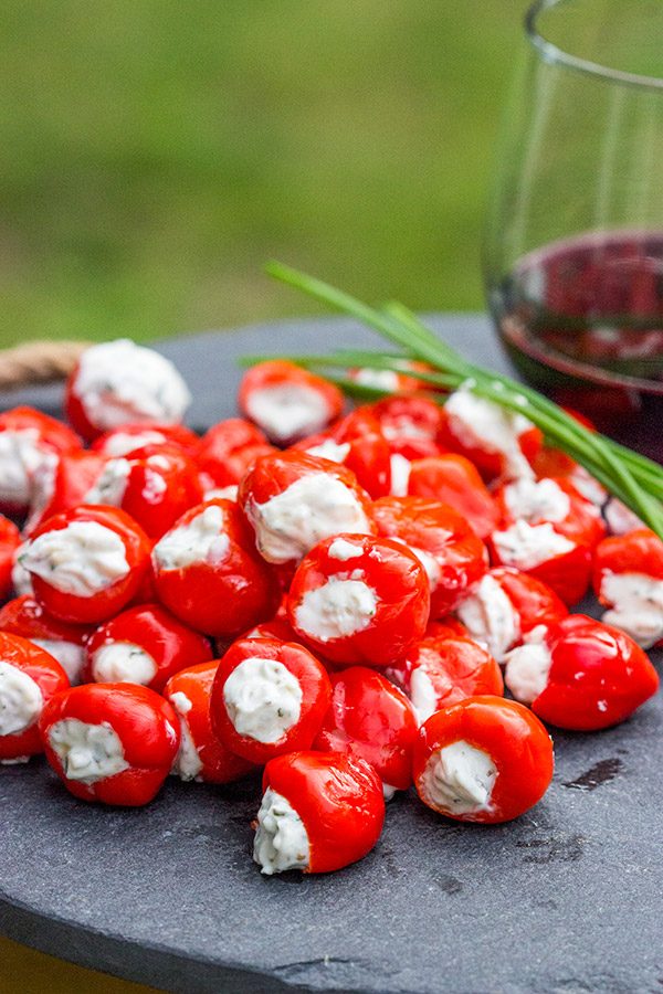 These Goat Cheese and Chive Stuffed Piquante Peppers are loaded with flavor, and they're a great summer appetizer!