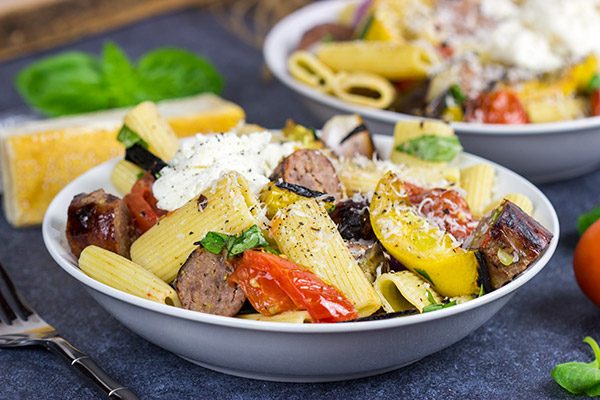 This Rigatoni with Grilled Vegetables is packed with fresh summer veggies! It tastes like summer on a plate!