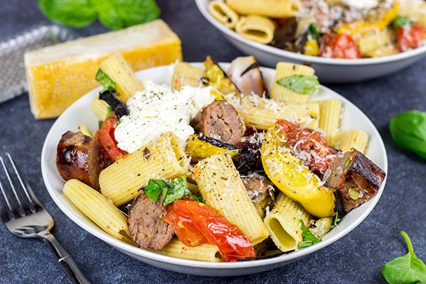 This Rigatoni with Grilled Vegetables is packed with fresh summer veggies! It tastes like summer on a plate!