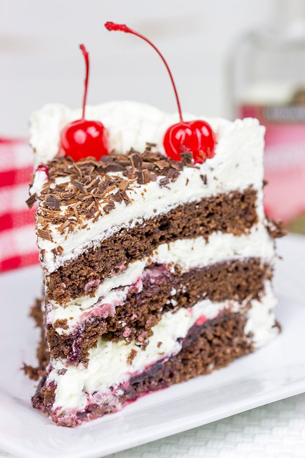 Featuring layers of chocolate cake filled with cherries and fresh whipped cream, the Black Forest Cake is a classic (and delicious!) dessert!