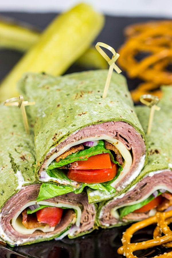 Pack a delicious lunch with these Roast Beef and Swiss Wraps with Horseradish Mayo!  Your coworkers and classmates will be jealous!