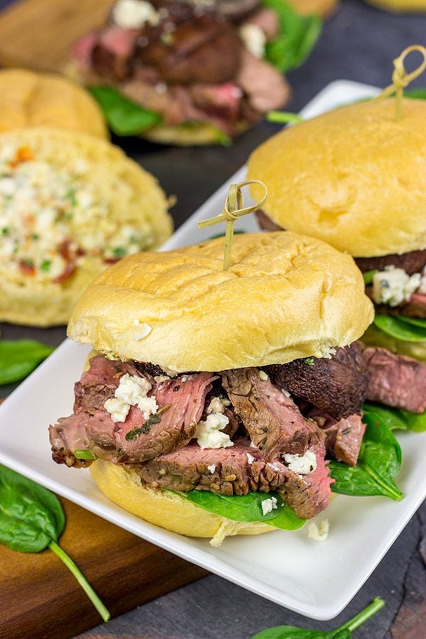 These Steak Sliders with Blue Cheese Butter and Grilled Mushrooms absolutely deserve a spot on your summer grilling menu!
