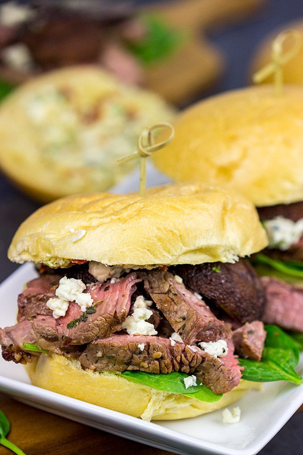 These Steak Sliders with Blue Cheese Butter and Grilled Mushrooms absolutely deserve a spot on your summer grilling menu!