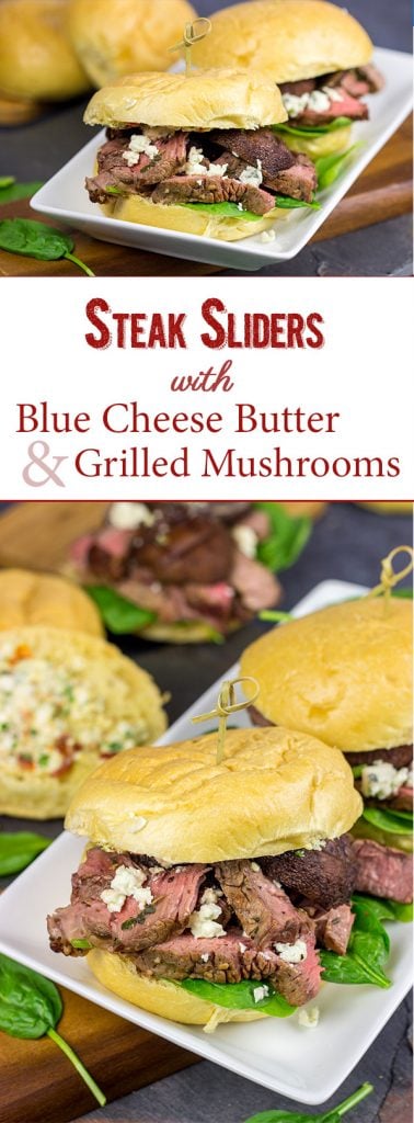 These Steak Sliders with Blue Cheese Butter and Grilled Mushrooms absolutely deserve a spot on your summer grilling menu!