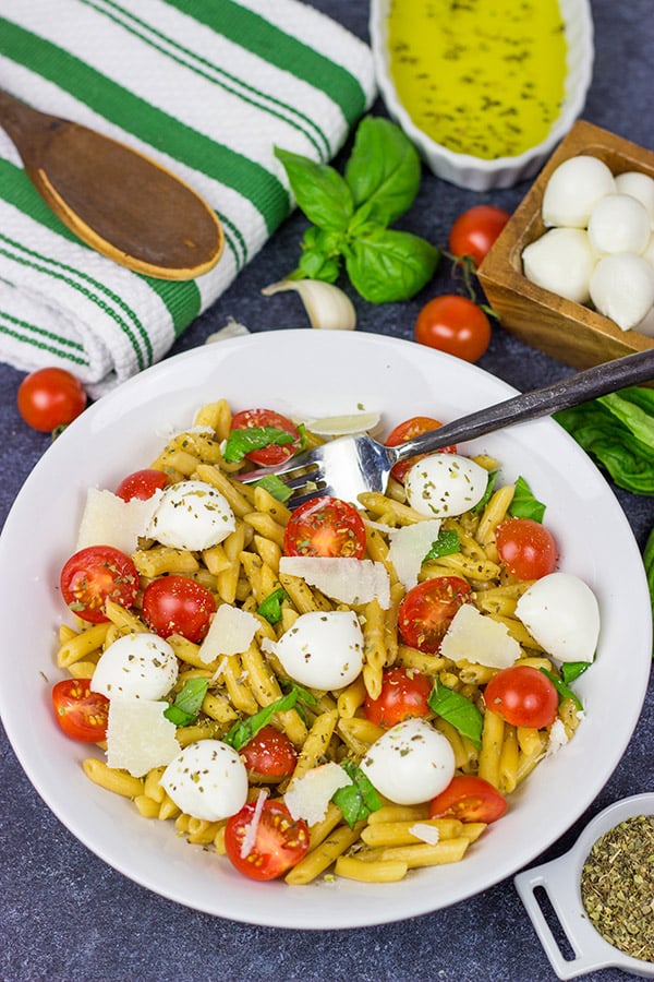 This Quick Caprese Pasta is loaded with flavor...and it's ready in just 10 minutes!