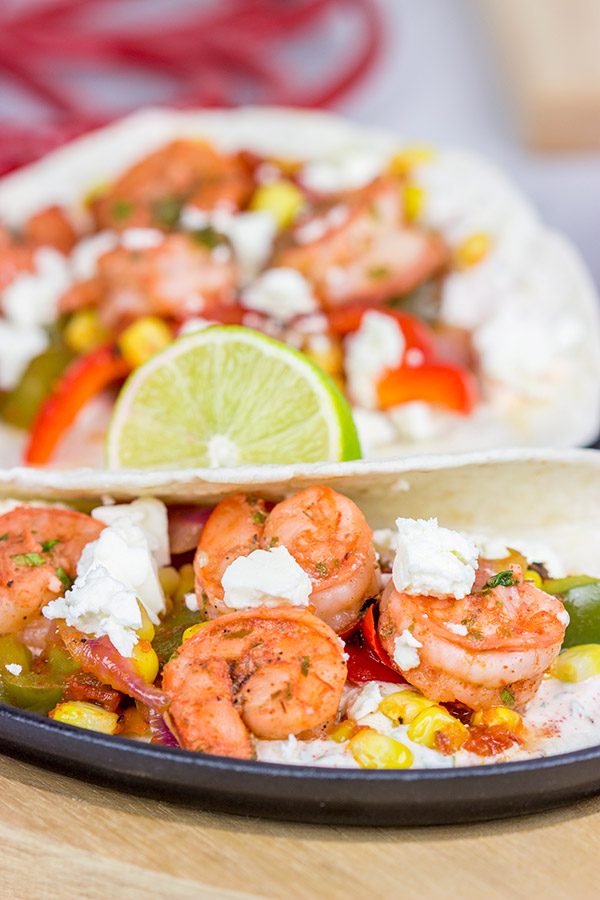 These Shrimp Fajitas with Corn and Bell Peppers make for one tasty dinner!