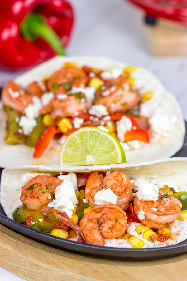 These Shrimp Fajitas with Corn and Bell Peppers make for one tasty dinner!
