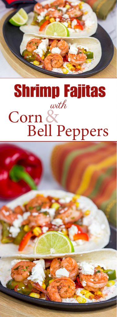 These Shrimp Fajitas with Corn and Bell Peppers make for one tasty dinner!