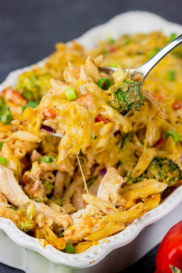 This Spicy Chipotle Chicken Pasta Bake is the perfect comforting dinner for a cool Fall or Winter evening!