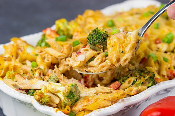 This Spicy Chipotle Chicken Pasta Bake is the perfect comforting dinner for a cool Fall or Winter evening!