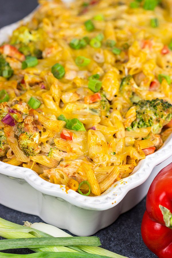 This Spicy Chipotle Chicken Pasta Bake is the perfect comforting dinner for a cool Fall or Winter evening!