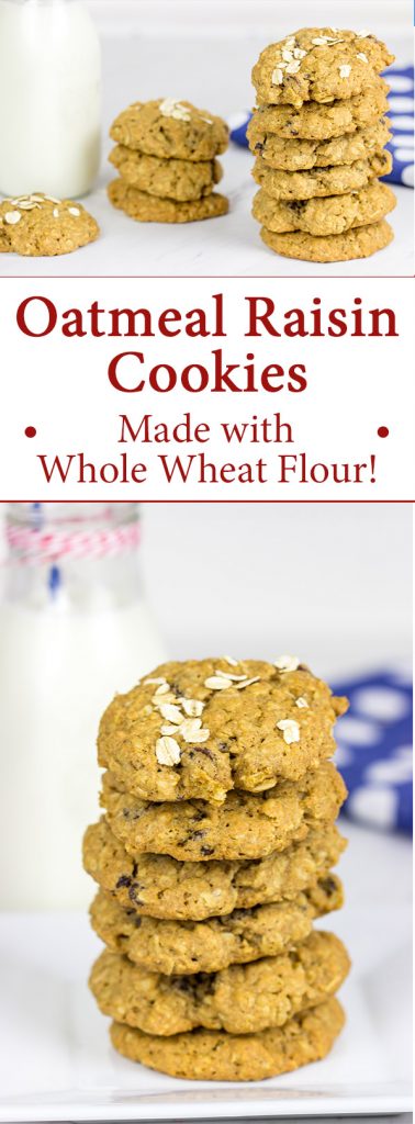 These Whole Wheat Oatmeal Raisin Cookies feature crispy edges and a chewy center...just the way oatmeal raisin cookies should be!