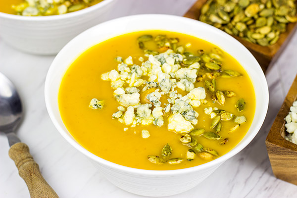 This Butternut Squash and Pumpkin Soup is a tasty (and healthy) way to warm up on chilly Autumn evenings!