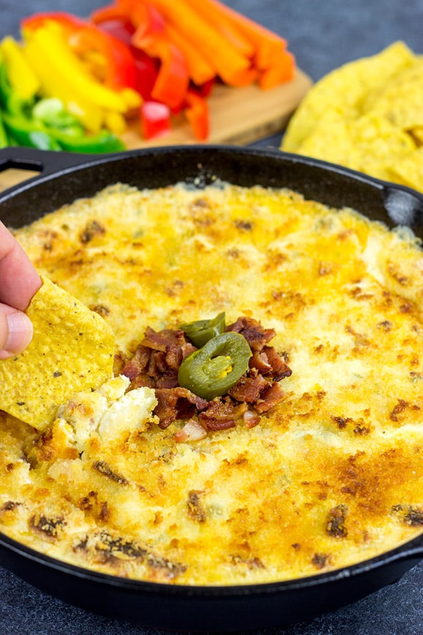 This Creamy Jalapeño Popper Dip is the perfect snack for your Super Bowl appetizer table!