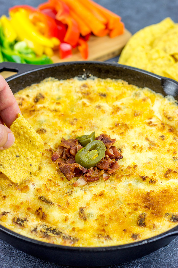 This Creamy Jalapeño Popper Dip is the perfect snack for your Super Bowl appetizer table!