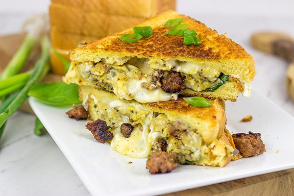 Who says grilled cheese sandwiches are only for lunch or dinner?  This 3-Cheese Breakfast Grilled Cheese will give you a good reason to hop out of bed on a cold, winter morning!