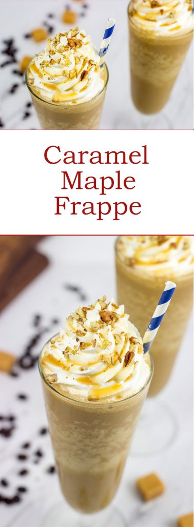 The deep flavors of caramel, maple and coffee make this Caramel Maple Frappe one delicious afternoon treat!