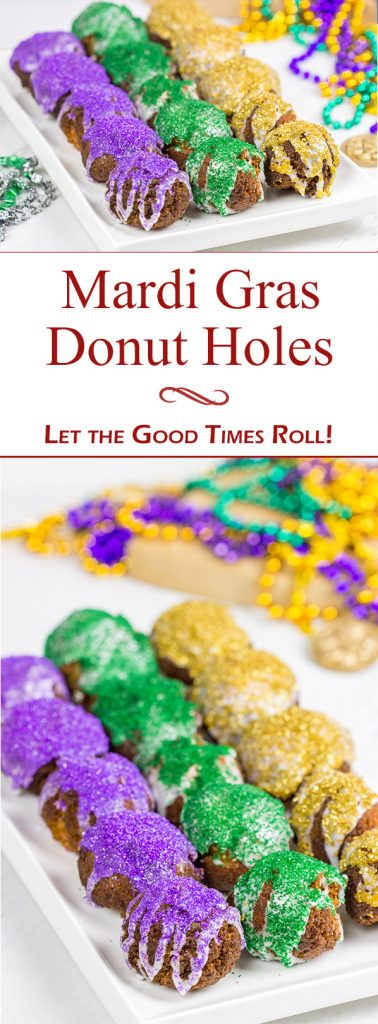 Let the good times roll with a batch of these Mardi Gras Donut Holes!
