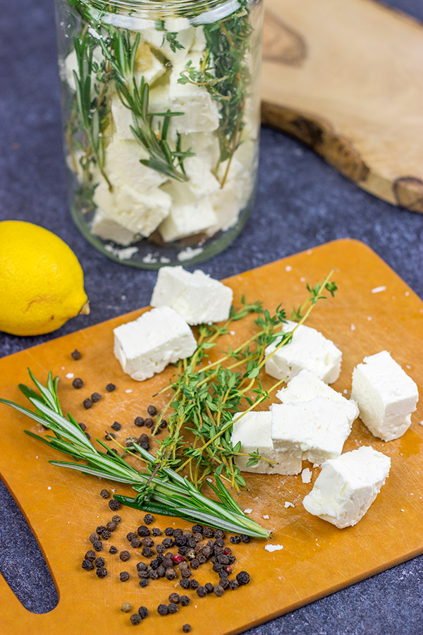 This Marinated Feta makes for a great holiday appetizer or light dinner!  Pop open a bottle of wine and share this one with friends!