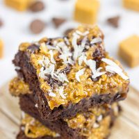 Inspired by the classic Girl Scout Cookie flavor, these Samoa Brownies are one of our favorite sweet treats!