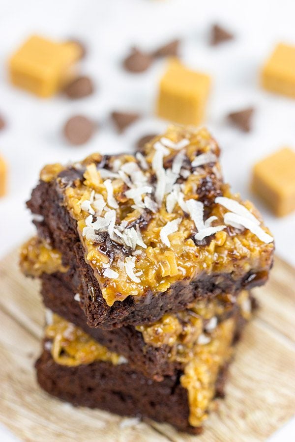Inspired by the classic Girl Scout Cookie flavor, these Samoa Brownies are one of our favorite sweet treats!