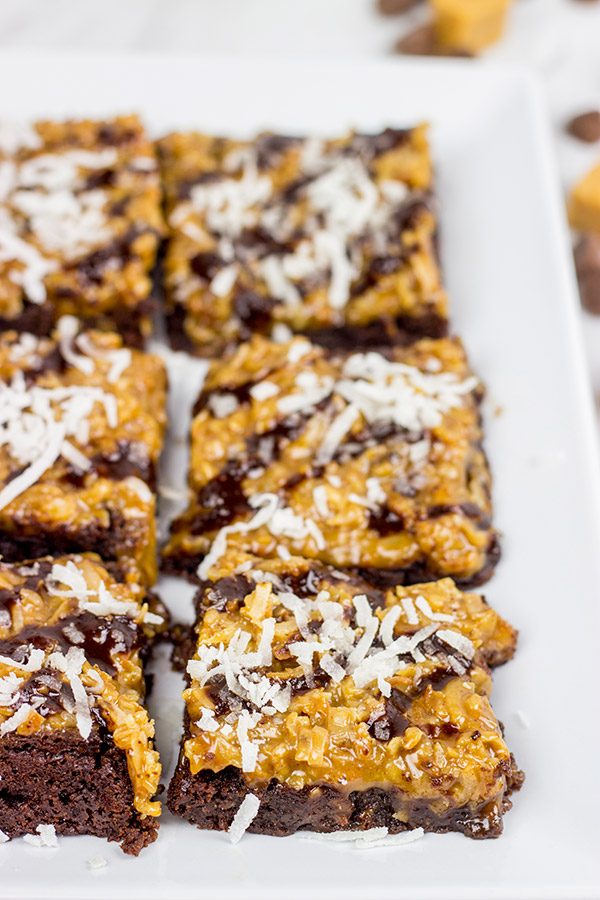 Inspired by the classic Girl Scout Cookie flavor, these Samoa Brownies are one of our favorite sweet treats!