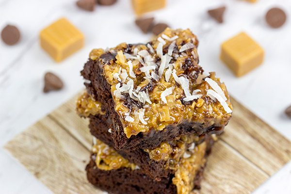 Inspired by the classic Girl Scout Cookie flavor, these Samoa Brownies are one of our favorite sweet treats!