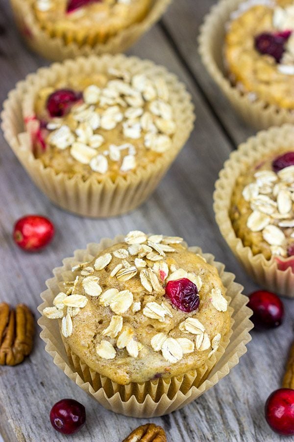 Packed with fresh cranberries, these Cranberry Oat Muffins are a delicious way to start a chilly morning during the holidays!