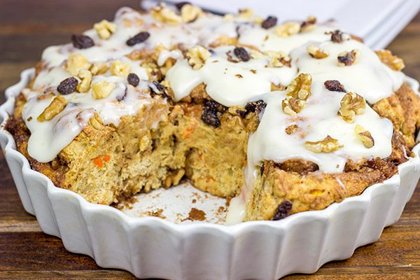 These Easy Carrot Cake Cinnamon Rolls are perfect for breakfast...especially when topped with a cream cheese frosting!