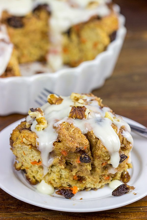 These Easy Carrot Cake Cinnamon Rolls are perfect for breakfast...especially when topped with a cream cheese frosting!