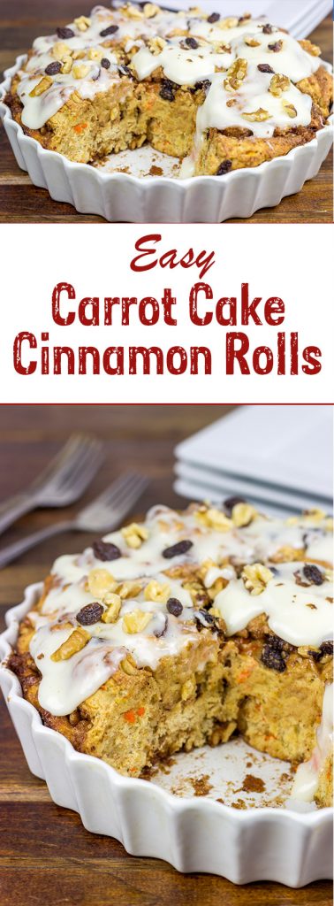 These Easy Carrot Cake Cinnamon Rolls are perfect for breakfast...especially when topped with a cream cheese frosting!