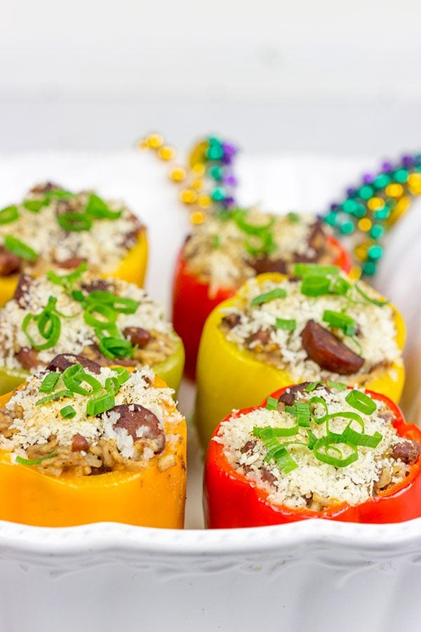 With Mardi Gras approaching, it's time for some Cajun comfort food.  It's time for some Red Beans and Rice Stuffed Peppers!