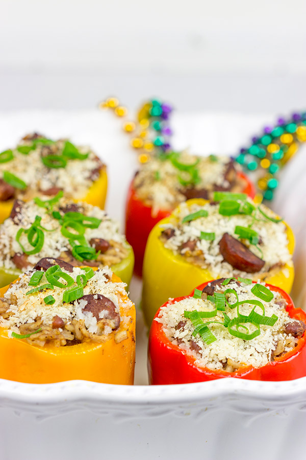 With Mardi Gras approaching, it's time for some Cajun comfort food.  It's time for some Red Beans and Rice Stuffed Peppers!
