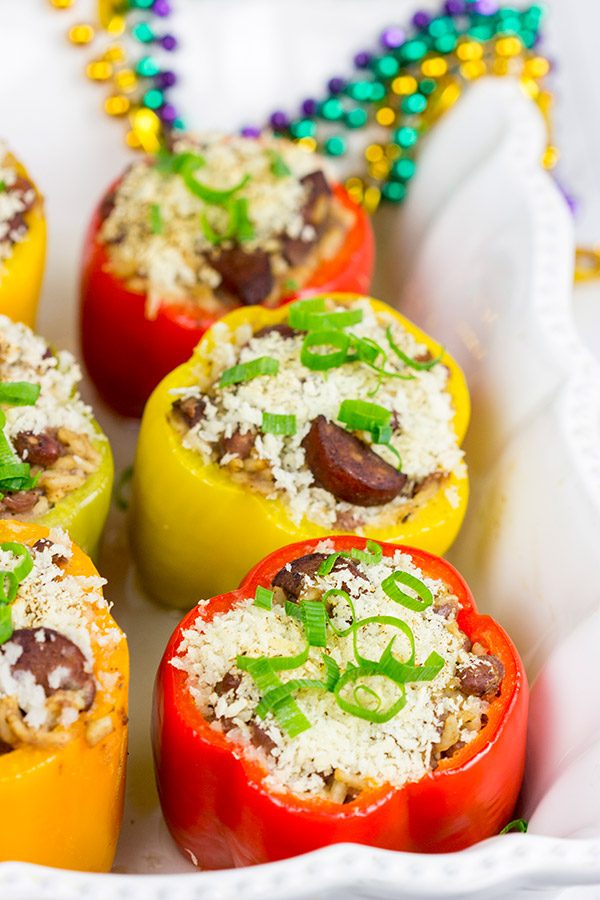 With Mardi Gras approaching, it's time for some Cajun comfort food.  It's time for some Red Beans and Rice Stuffed Peppers!