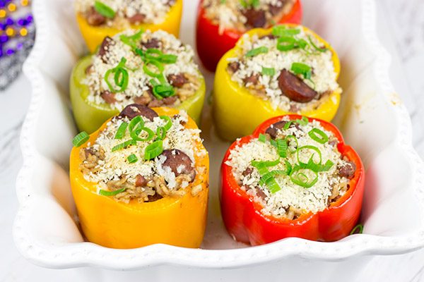 With Mardi Gras approaching, it's time for some Cajun comfort food.  It's time for some Red Beans and Rice Stuffed Peppers!