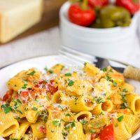 An upstate New York classic, Chicken Riggies are a delicious twist for pasta night!