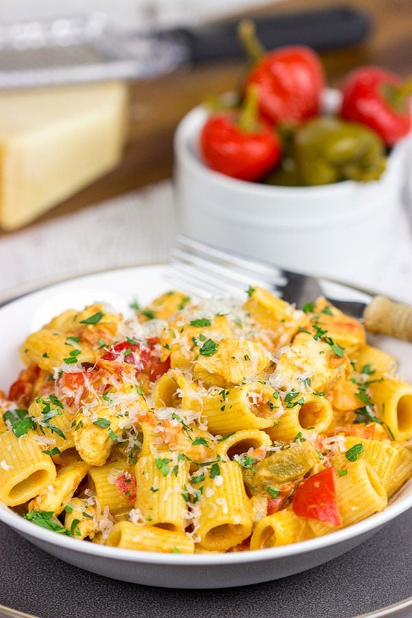 An upstate New York classic, Chicken Riggies are a delicious twist for pasta night!