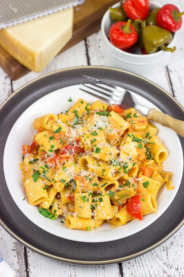 An upstate New York classic, Chicken Riggies are a delicious twist for pasta night!